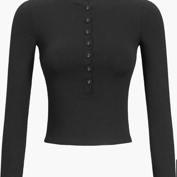 Commense Charcoal Buttoned Long Sleeve Top - Picture 1 of 5